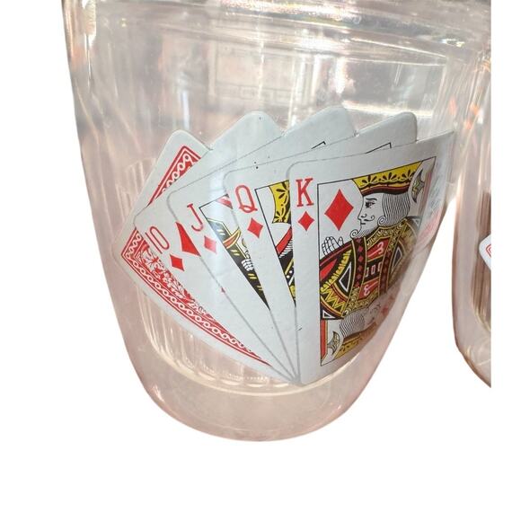 Vintage Playing Cards Tumbler Cups (3) Mid Century Poker Casino Plastic Barware - Picture 2 of 7